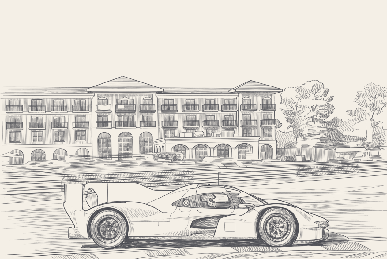 Two-tone hatched technical illustration: the Aston Martin Valkyrie LMH against the Acura ARX-06, Cadillac V-Series.R and Porsche 963 silhouettes, with a small inset table showing the Apr 28 BoP deltas favouring every car except the Valkyrie.